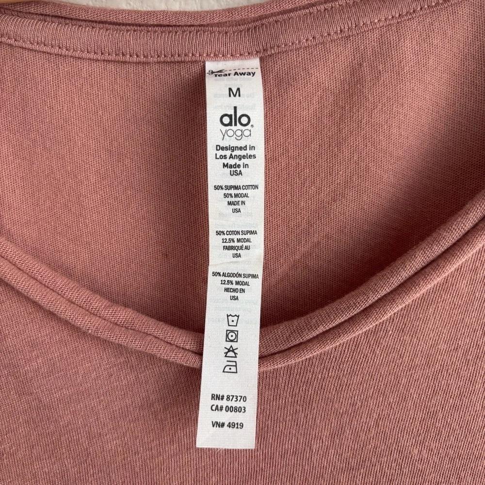 ALO Yoga Rosewater Playa Tee Mauve Short Sleeve Modal Supima Cotton Blend Top M